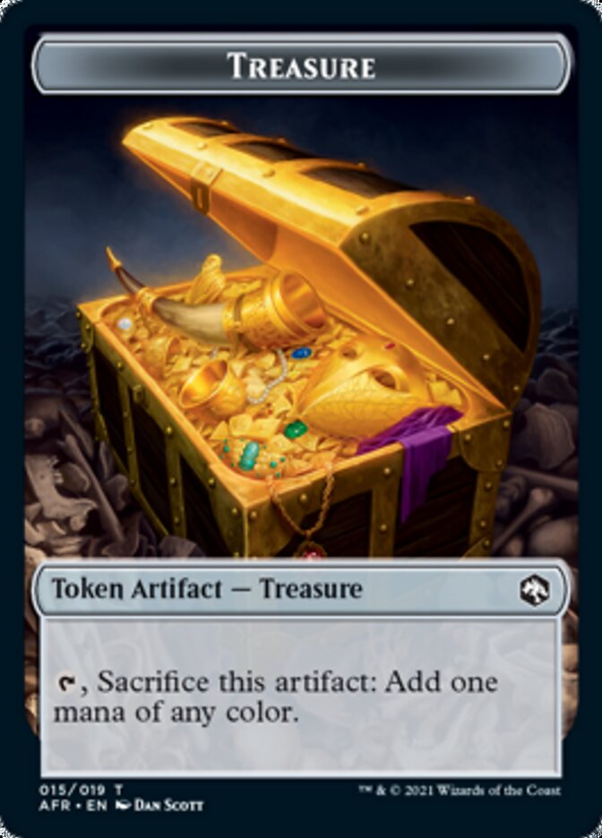 Treasure // Emblem - Zariel, Archduke of Avernus Double-sided Token [Dungeons & Dragons: Adventures in the Forgotten Realms Tokens]